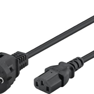 Cordon secteur 2P+T droit vers C13 droit - 3 x 1 mm² - Noir - 3 m