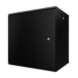 Coffret 19" Noir - 12U - Profondeur 450 mm - Panneaux clés - Porte pleine - Assemblé