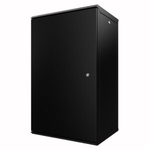 Coffret 19" Noir - 16U - Profondeur 450 mm - Panneaux clés - Porte pleine - Assemblé