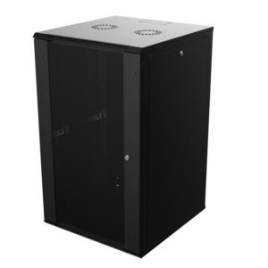 Coffret 19" Noir - 20U - Profondeur 600 mm - Panneaux clés - Porte vitrée - Assemblé