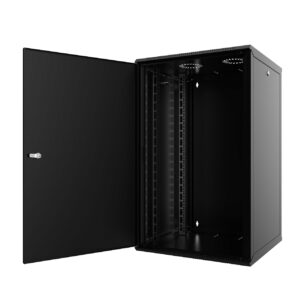 Coffret 19" Noir - 20U - Profondeur 600 mm - Panneaux clés - Porte pleine - Assemblé