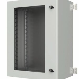 Coffret 19" IP65 - Gris RAL 7035 - 13U - Profondeur 400 mm - Porte vitrée - Assemblé