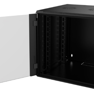 Coffret 19" Noir - 12U - 800 x 800 mm - Panneaux clés - Porte vitrée - Assemblé
