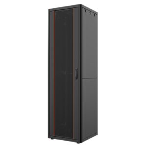 Baie 19" Noir - 42U - 600 x 600 mm - Porte avant vitrée/arrière pleine - Assemblée
