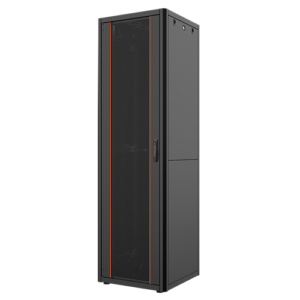 Baie 19" Noir - 42U - 800 x 1000 mm - Porte avant double /arrière Grillagé - 4 Sections