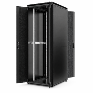 Baie 19" Noir - 42U - 800 x 1000 mm - Porte avant/arrière Saloon grillagée - Assemblée