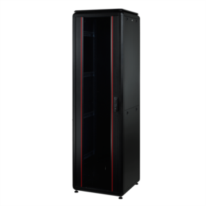 Baie 19" Noir - 42U - 800 x 800 mm - Porte avant vitrée / arrière Grillagé - Assemblée