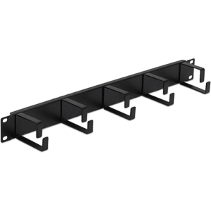Panneau 19" - 5 anneaux métal - Passage câble - 482 x 72 x 44 mm - Noir - 1U
