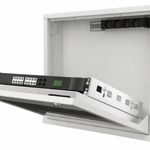 Coffret mural - double serrure - DVR - Porte vitrée écran - 1U - Gris