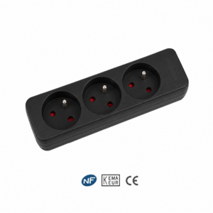 Bloc multiprise 3 prises 2P+T - sans interrupteur - Cu 3x1mm² - Noir - 1.50 m